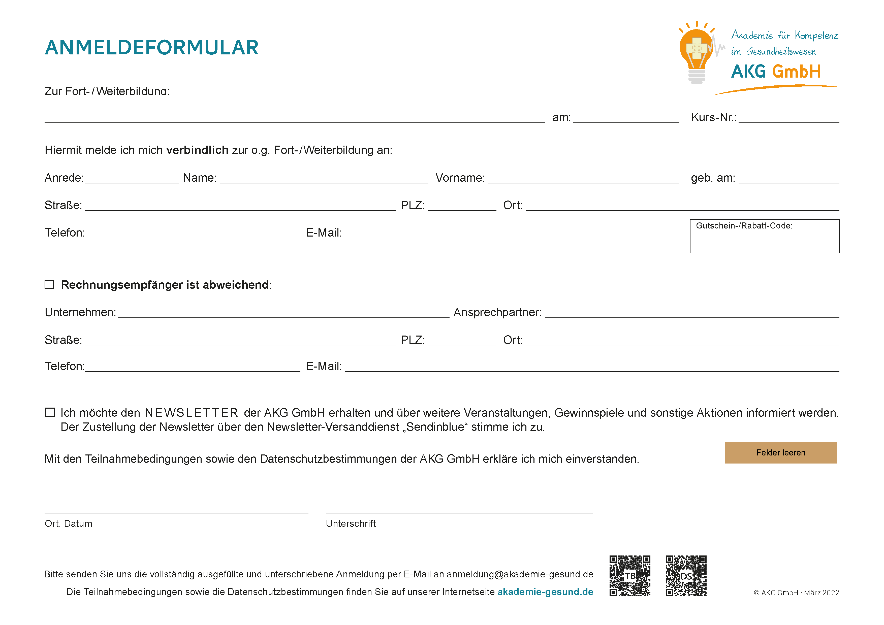 Anmeldung als PDF-Formular für Einzelpersonen