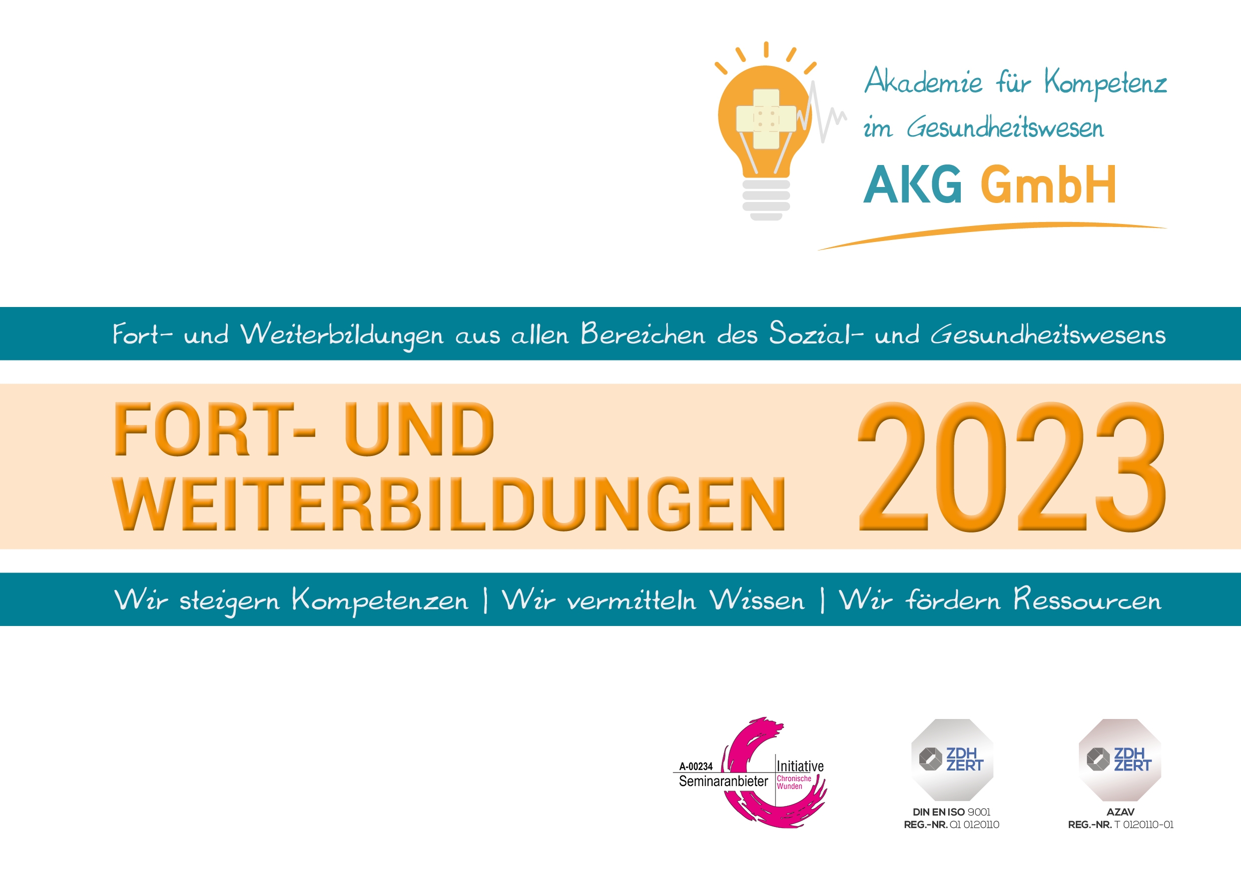 Broschüre Fort- und Weiterbildungsangebote 2023 der AKG GmbH